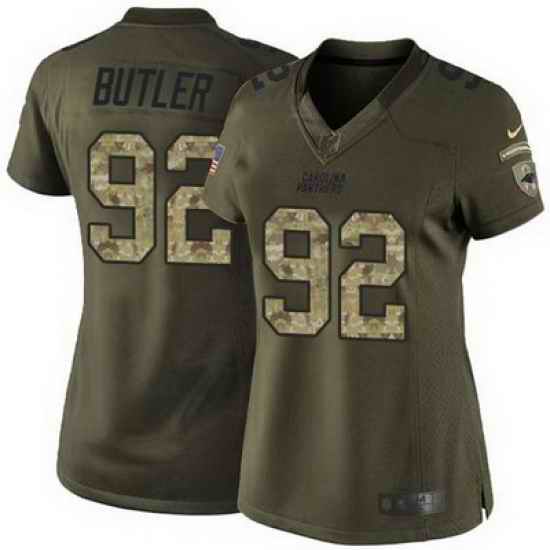 Nike Panthers #92 Vernon Butler Green Womens Stitched NFL Limited Salute to Service Jersey